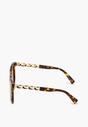 Jasnobrązowe Okulary Przeciwsłoneczne Cat Eye z Metalowymi Wstawkami Nemulena