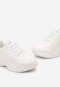 Białe Casualowe Sneakersy z Ekoskóry z Ozdobnymi Wstawkami i Sznurowaniem Melindia