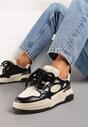 Sneakers Negru-Bej pe Platformă Joasă cu Șireturi Groase Vansyla