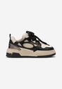 Sneakers Negru-Bej pe Platformă Joasă cu Șireturi Groase Vansyla