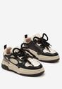 Sneakers Negru-Bej pe Platformă Joasă cu Șireturi Groase Vansyla