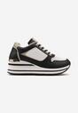 Czarne Sneakersy na Niskiej Platformie ze Wstawkami Brokatowymi Gwenoa