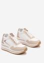 Różowo-Białe Sneakersy na Niskiej Platformie ze Wstawkami Brokatowymi Gwenoa