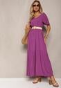 Fioletowa Sukienka Maxi z Bawełny o Rozkloszowanym Kroju Bellatrixe