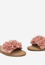 Różowe Klapki z Ozdobnymi Kwiatami 3D na Cholewce Sylphiase