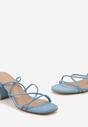 Niebieskie Sandały na Obcasie z Imitacji Zamszu z Rzemykami Wiązanymi Wokół Kostki Elowin