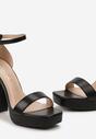 Czarne Klasyczne Sandały z Imitacji Skóry na Niskiej Platformie i Słupku Opifiana