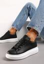 Czarne Sznurowane Sneakersy na Grubej Podeszwie Wicky