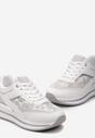 Białe Eleganckie Sneakersy z Brokatem i Metalicznymi Naszywkami Desmerana
