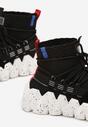 Czarne Sneakersy z Elastyczną Cholewką o Oryginalnym Designie na Grubej Podeszwie Aritava