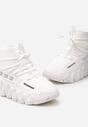 Białe Sneakersy z Elastyczną Cholewką o Oryginalnym Designie na Grubej Podeszwie Aritava