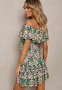 Rochie Verde Scurtă cu Decolteu Bardot din Viscoză Elastică Celestine