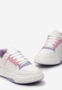 Biało-Fioletowe Sneakersy Ozdobione Kolorowymi Wstawkami i Perforacją Uttavia