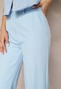 Niebieskie Garniturowe Spodnie High Waist z Kieszeniami Blathe