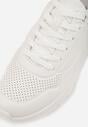 Białe Klasyczne Sneakersy z Amortyzowaną Podeszwą i Perforacją Faunama