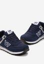 Granatowe Buty Sportowe z Imitacji Zamszu z Naszywką Lysadna