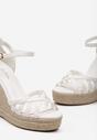 Białe Sandały na Plecionym Koturnie i Platformie ze Sprzączką Hesperais