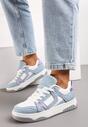 Niebiesko-Białe Sneakersy Ozdobione Jeansowymi Naszywkami Cliome