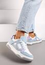Niebiesko-Białe Sneakersy Ozdobione Jeansowymi Naszywkami Cliome