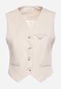 Beżowa Kamizelka w Stylu Garniturowym z Imitacją Kieszonek Odinen