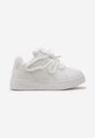 Białe Sneakersy z Ozdobnymi Sznurówkami na Niskiej Platformie z Perforacją Dearias