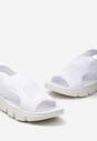 Białe Wsuwane Sandały z Materiałową Cholewką Aridema
