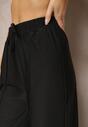 Czarne Bawełniane Spodnie Cygaretki o Fasonie Regular ze Sznurkiem w Pasie Mirvena