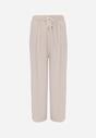 Pantaloni bej deschis cu talie înaltă și șnur în talie și picior drept Raveann