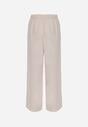 Pantaloni bej deschis cu talie înaltă și șnur în talie și picior drept Raveann