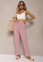 Pantaloni Roz Cerinda cu Talie Regulară cu Elastic și Șnur în Talie
