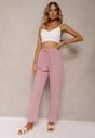 Pantaloni Roz Cerinda cu Talie Regulară cu Elastic și Șnur în Talie
