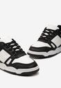Biało-Czarne Sznurowane Sneakersy z Licznymi Wstawkami z Ekoskóry Gwendias