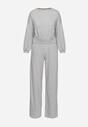 Gri Bluză de Bumbac Scurtă cu Elastic și Pantaloni Largi cu Șnur în Talie Rionnea