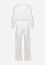 Set bumbac alb - Bluză scurtă cu elastic și pantaloni largi cu șnur în talie Rionnea