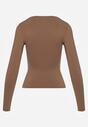 Brązowa Bluzka Longsleeve z Wiskozą i Kwadratowym Dekoltem Seliusei