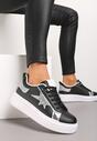 Sneakers Negri cu Platforma Joasa si Insertii Sclipitoare Cominia
