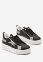 Sneakers Negri cu Platforma Joasa si Insertii Sclipitoare Cominia