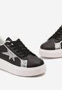 Sneakers Negri cu Platforma Joasa si Insertii Sclipitoare Cominia