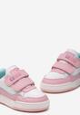 Biało-Różowe Buty Sportowe Sneakersy na Platformie z Tłoczeniem na Rzep Tetiala
