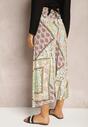 Miętowe Szerokie Spodnie Culottes z Mozaikowym Wzorem i Gumką w Pasie Mizina