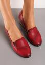 Bordowe Półbuty ze Skórzaną Wkładką na Koturnie z Przeszyciami i Elastyczną Wstawką Mifia