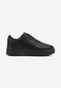 Sneakers Negri Inchidere cu Siret din Piele Ecologica Talpa Groasa Perforata Marunt Loeda