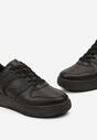 Sneakers Negri Inchidere cu Siret din Piele Ecologica Talpa Groasa Perforata Marunt Loeda