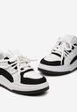 Sneakerși Alb-Negri cu Șireturi Late Decorative Naale