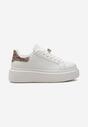 Sneakers Albi-Șampanie cu Inserție Sclipitoare și Pietre Strass la Șireturi Wineta