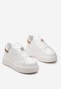 Sneakers Albi-Șampanie cu Inserție Sclipitoare și Pietre Strass la Șireturi Wineta