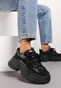 Czarne Sneakersy z Grubymi Sznurówkami na Niskiej Platformie Lasandre