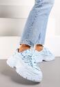 Niebieskie Sneakersy z Grubymi Sznurówkami na Niskiej Platformie Lasandre