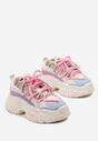 Biało-Różowe Sneakersy z Grubymi Sznurówkami na Niskiej Platformie Lasandre