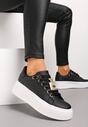 Sneakers Negri cu Pandantiv Metalic cu Strasuri pe Sireturi Edosa